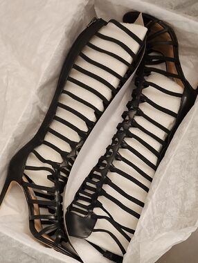 Steve Madden Black Strappy High-Heel Gladiator Sandals